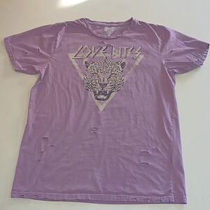 Women's Large oversized distressed tshirt love bites leopard country deep